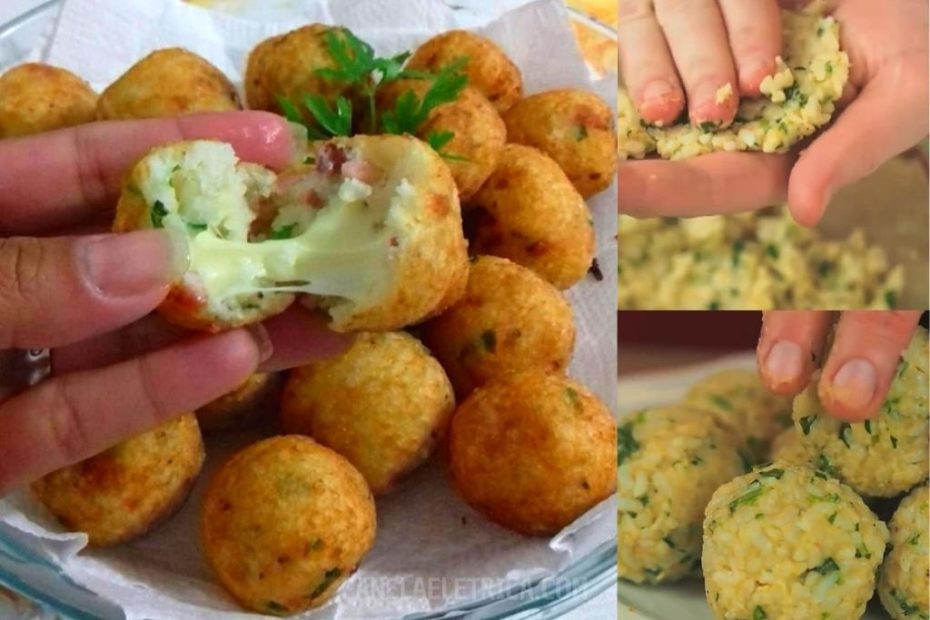 Bolinho de arroz recheado com sobras de ontem fica delicioso demais